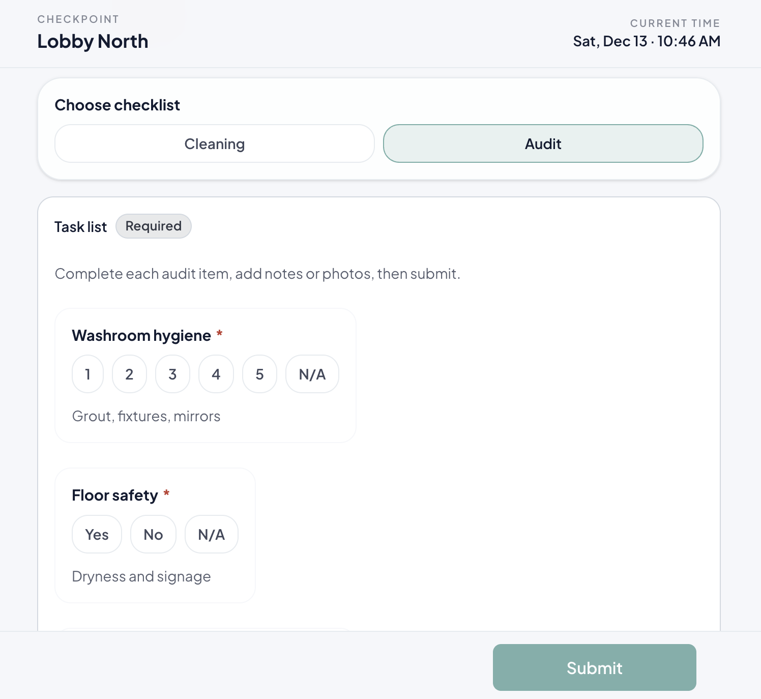 CleanLog inspection interface